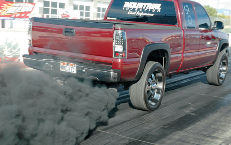 Black smoke coming from a diesel truck