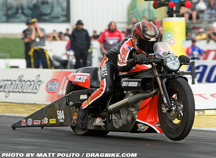 Andrew Hines on his drag bike