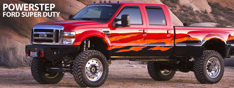 Jacked up Ford super duty with power steps