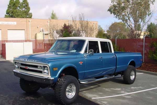 old Chevy quad cab truck blue
