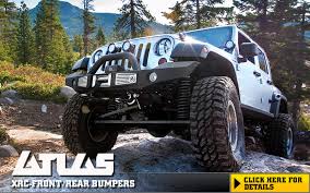 The new Smittybilt Atlas on the jeep wrangler parked on a rock