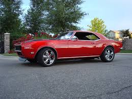 All red muscle car