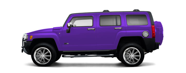 Fake purple suv with wheels