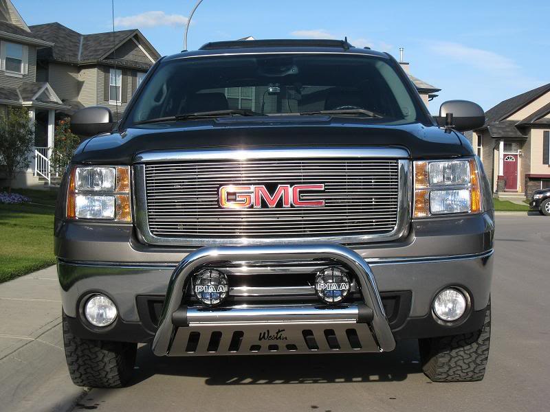 GMC truck with a Westin Bull Bar and lights