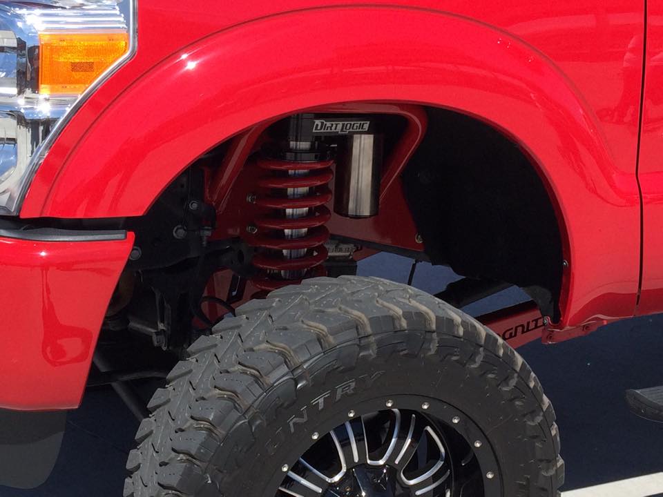 Red truck lifted