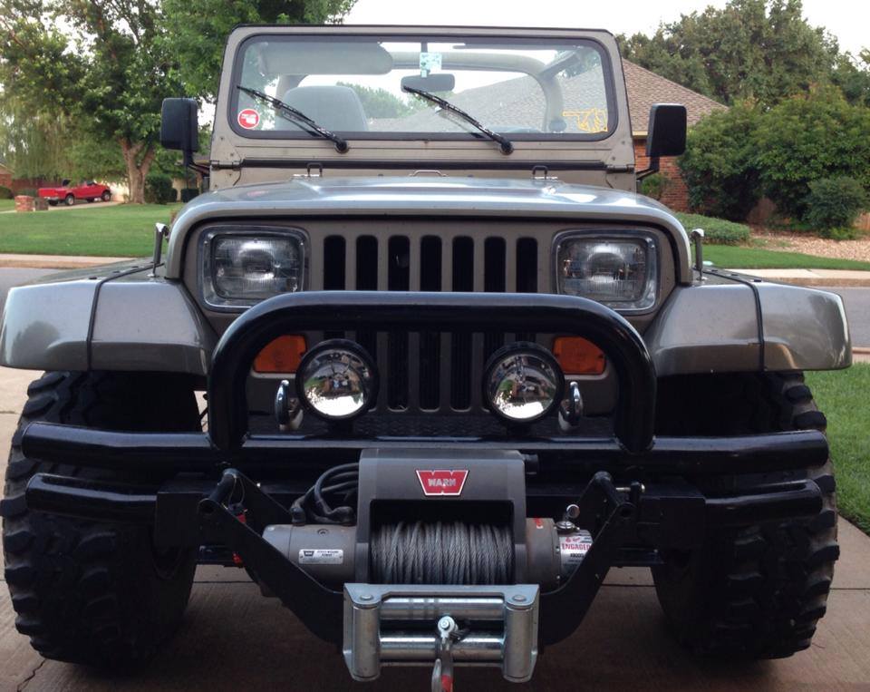 Jeep wrangler with a winch