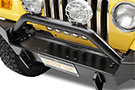 Black Bestop HighRock 4x4 Front Bumper on a yellow Jeep JK