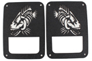 Pair of textured black tail light covers with Fishbone logo