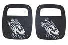 Pair of aluminum tail light covers with Fishbone logo