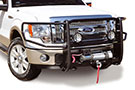 Ford vehicle equipped with Go Rhino Black Winch Guard with Brush Guards