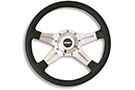 Le Mans Steering Wheel - Black hand grip with polished aluminum spokes