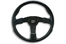 GT Rally Steering Wheel - Black hand grip with black anodized 3-spoke design
