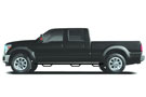 Gloss black 3-step wheel-to-wheel nerf bar on a black pickup truck