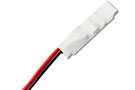 Just plain white back details of Oracle in-line amplifier with black and red cable wires