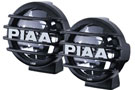 PIAA LP550 LED Driving Lights in black housing with protective grill