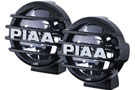 Pair of PIAA LP560 LED Driving Beam Lights in a black housing with protective grill
