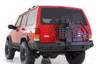 Jeep sporting fully adjustable XRC Swing Away Tire Carrier