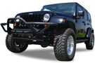 Textured black Rock Crawler front bumper on a Jeep JK