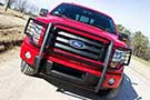 Black Premium Black Grille Guard installed on a Ford pickup truck
