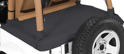 Close up picture of a Tonneau cover for a Jeep