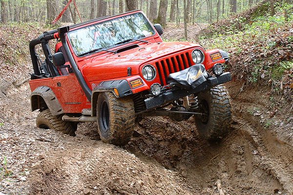 Red lifted jeep