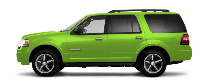 Fake green suv with wheels
