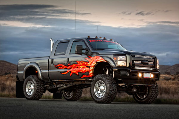 Ford F-350 with flames