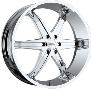 Six spoke chrome wheel