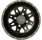 ATV wheels come in a variety of styles, including chrome and matte black.