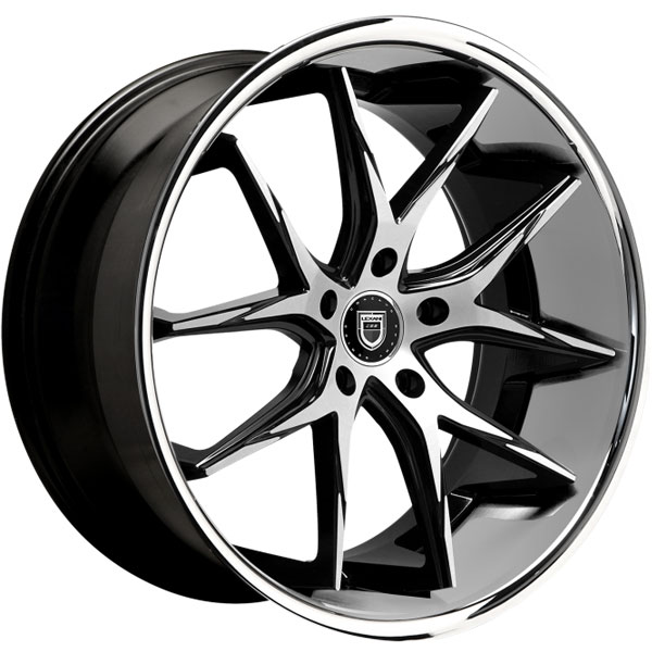 Lexani R-Twelve Gloss Black and Machined w/ Chrome Stainless Lip Wheels ...