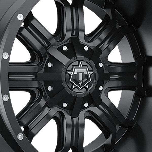 TIS TIS535B Satin Black with CNC Milled Lip Accents and Chrome Star Cap Wheel 17X9