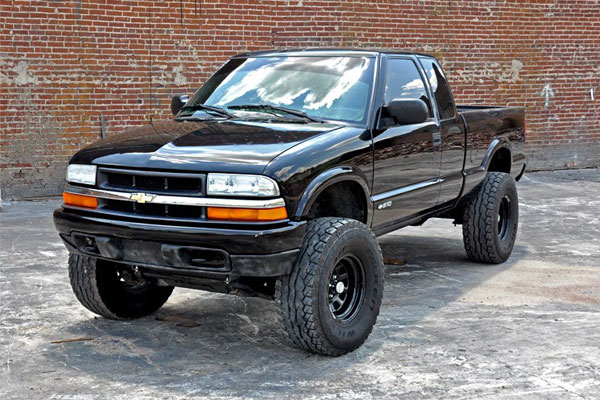 Chevy truck lifted by suspension