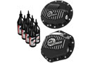 aFe Street Series Front and Rear Differential Covers in black with machined fins