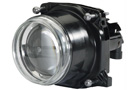 90mm round DE halogen lamp with clear lens in black housing