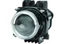 90mm projector-style LED headlight with clear lens in black housing