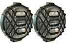 Pair of 600H Series Fog Xenon Lights in black housing with protective guard
