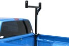 Side load ladder rack on a blue pickup truck