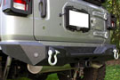 Angled view of a Jeep JL with rear Mako bumper