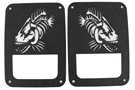 Pair of textured black tail light covers with Fishbone logo