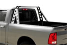 Stainless steel Go Rhino Lightning Series Sport Bar installed on truck bed area