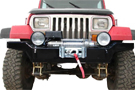 Black High Clearance Rock Proof Front Bumper on a Wrangler TJ