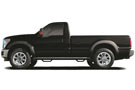 Gloss black 2-step Wheel-to-Wheel Nerf Bars w/ Bed Access on a black pickup truck