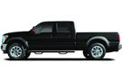 Black pickup truck with installed N-Fab Cab Length Step Nerf Bar