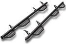 Pair of 3-step wheel-to-wheel nerf bars in textured black finish