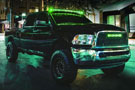 Dodge truck sporting Rigid Radiance Plus Curved with green backlight