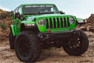 Jeep Wrangler Rubicon with its black Rigid Industries Hood Mount with lights mounted