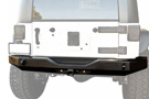 Black full rear bumper on a Jeep JK