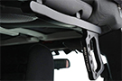Smittybilt aluminum rear grab handle mounted on rear door opening