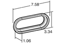 Open Back Oval Black PVC Grommet's Dimensions