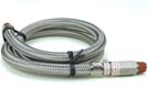 36in. S.S. Braided Leader Hose w/ Check Valve (1/4in. M to 1/4in. M, NPT, Swivel) - 92805